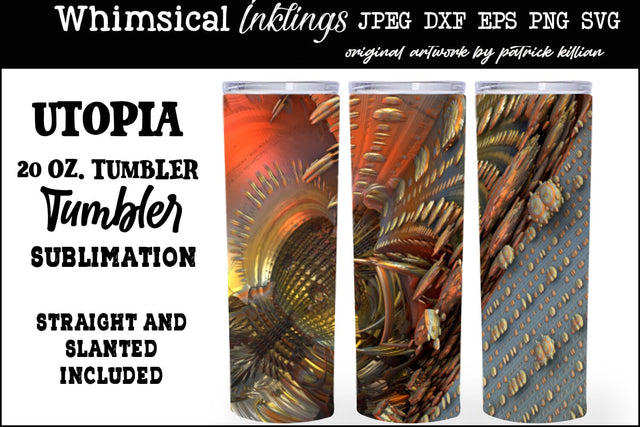 Utopia 20 Oz Skinny Tumbler Sublimation Set Sublimation Whimsical Inklings 