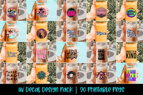 UV DTF Design Bundle - 20 Designs PNG | Glass Can, Tumbler & Mug Decals Sublimation So Fontsy Design Shop 