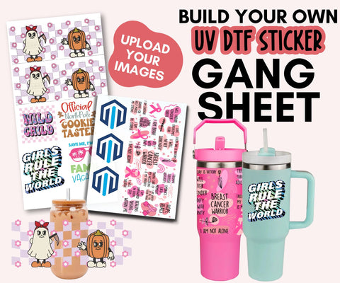 UV DTF Sticker Gang Sheet Builder — Custom Stickers for Tumblers, Mugs & More | Various Sizes Physical Atlanta Vinyl 