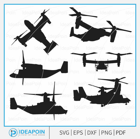 V-22 Osprey svg, V-22 Osprey Silhouette, V-22 Osprey Side View Silhouette, V-22 Osprey svg, Tiltrotor Aircraft, Mad Props, Osprey plane SVG, V-22 Osprey VTOL Aircraft silhouette SVG Dinvect 