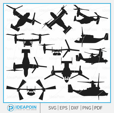 V-22 Osprey svg, V-22 Osprey Silhouette, V-22 Osprey Side View Silhouette, V-22 Osprey svg, Tiltrotor Aircraft, Mad Props, Osprey plane SVG, V-22 Osprey VTOL Aircraft silhouette SVG Dinvect 
