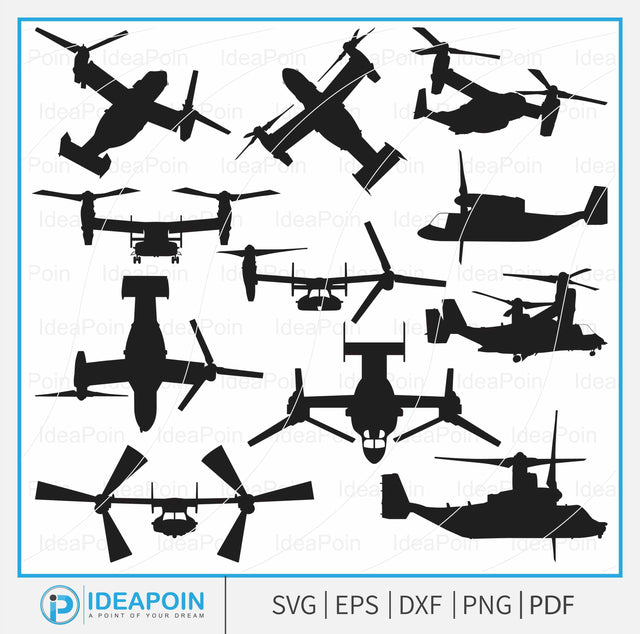 V-22 Osprey svg, V-22 Osprey Silhouette, V-22 Osprey Side View Silhouette, V-22 Osprey svg, Tiltrotor Aircraft, Mad Props, Osprey plane SVG, V-22 Osprey VTOL Aircraft silhouette SVG Dinvect 