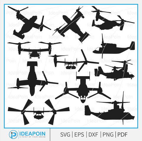 V-22 Osprey svg, V-22 Osprey Silhouette, V-22 Osprey Side View Silhouette, V-22 Osprey svg, Tiltrotor Aircraft, Mad Props, Osprey plane SVG, V-22 Osprey VTOL Aircraft silhouette SVG Dinvect 