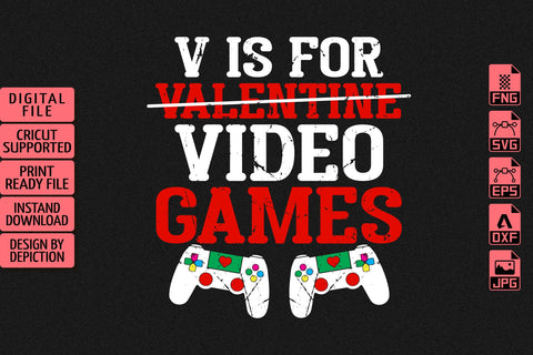V Is For Valentine Video Games T-Shirt, Valentine Game Shirt, Video Game Shirt, Happy Valentine Shirt Print Template Sketch DESIGN Depiction Studio 