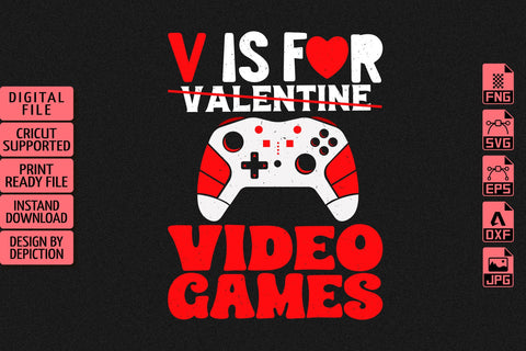 V Is For Valentine Video Games T-Shirt, Valentine Gaming Shirt, Happy Valentine Day Shirt Print Template Sketch DESIGN Depiction Studio 