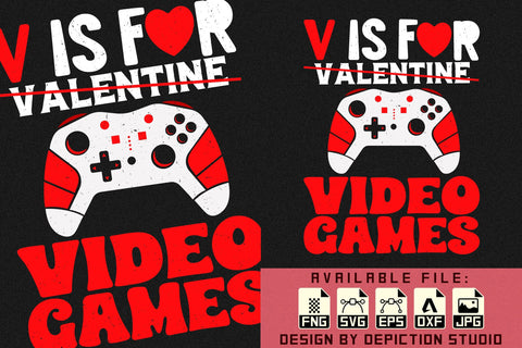 V Is For Valentine Video Games T-Shirt, Valentine Gaming Shirt, Happy Valentine Day Shirt Print Template Sketch DESIGN Depiction Studio 
