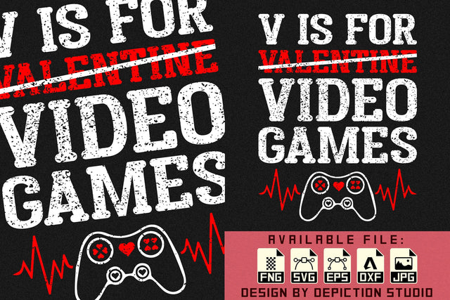 V Is For Valentine Video Games T-Shirt, Valentine Shirt, Happy Valentine Shirt, Valentine Gaming Shirt Print Template Sketch DESIGN Depiction Studio 