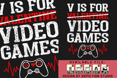 V Is For Valentine Video Games T-Shirt, Valentine Shirt, Happy Valentine Shirt, Valentine Gaming Shirt Print Template Sketch DESIGN Depiction Studio 