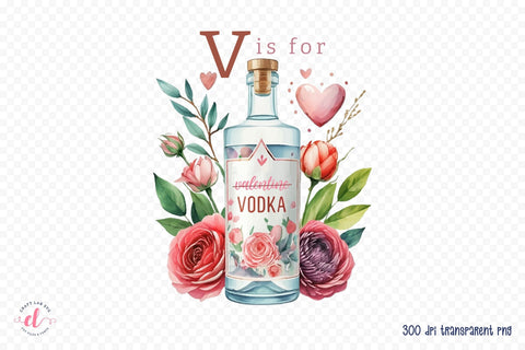 V is for Vodka, Anti Valentine's Day PNG Sublimation CraftLabSVG 