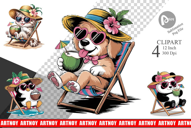 Vacation Animal Clipart Sublimation artnoy 