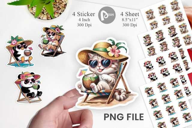 Vacation Animal Sticker Sublimation artnoy 