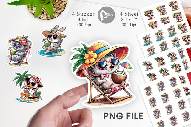 Vacation Animal Sticker Sublimation artnoy 