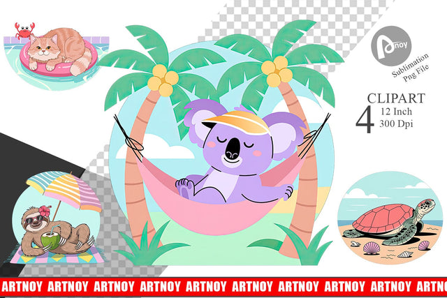 Vacation Animals Clipart Sublimation artnoy 
