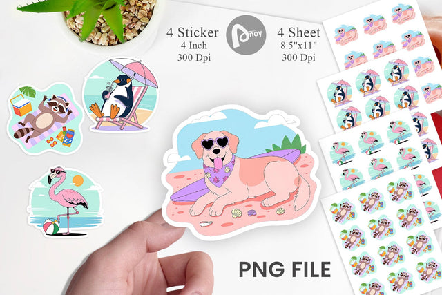 Vacation Animals Sticker Sublimation artnoy 