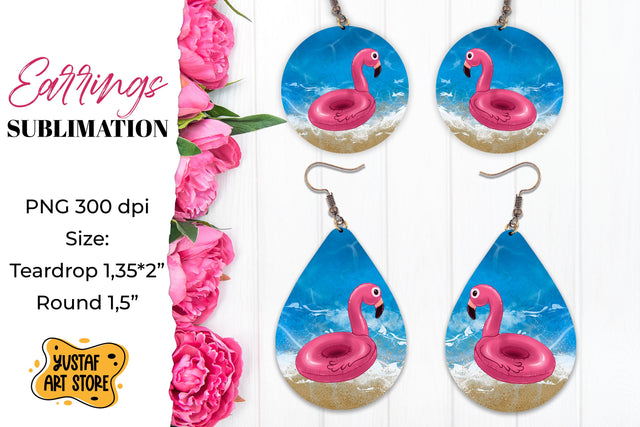 Vacation Earrings Sublimation. Teardrop and Round earrings Sublimation Yustaf Art Store 