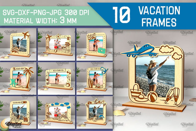 Vacation Frames Laser Cut Bundle. Vacation Photo Frames SVG SVG Evgenyia Guschina 