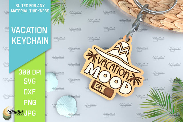 Vacation Keychain Laser Cut. Adventure Keychain SVG SVG Evgenyia Guschina 