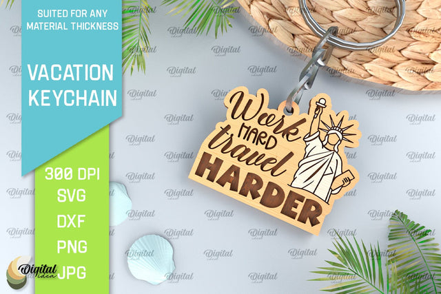 Vacation Keychain Laser Cut. Adventure Keychain SVG SVG Evgenyia Guschina 