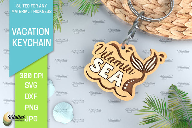 Vacation Keychain Laser Cut. Adventure Keychain SVG SVG Evgenyia Guschina 
