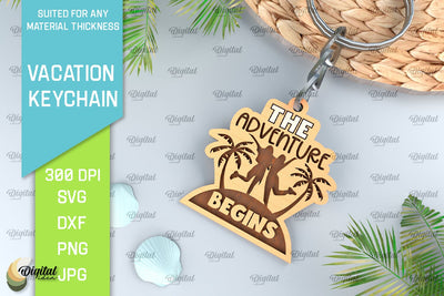 Vacation Keychain Laser Cut. Adventure Keychain SVG SVG Evgenyia Guschina 
