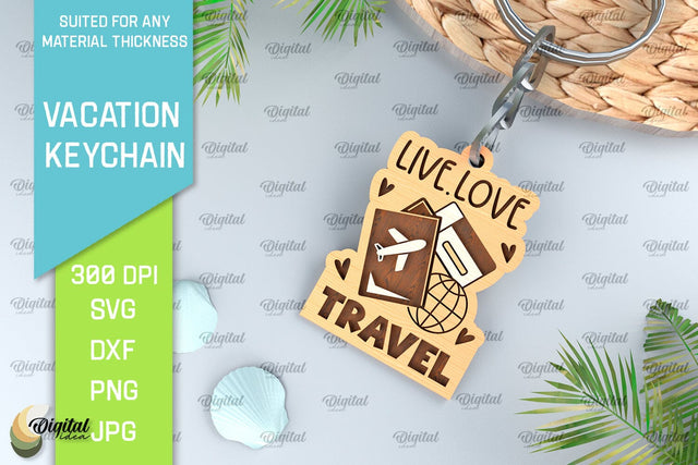 Vacation Keychain Laser Cut. Adventure Keychain SVG SVG Evgenyia Guschina 