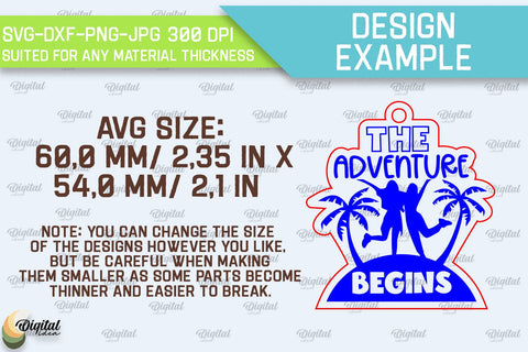 Vacation Keychains Laser Cut Bundle. Adventure Keychains SVG SVG Evgenyia Guschina 