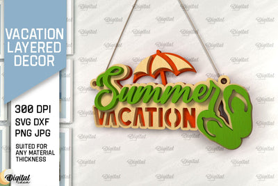 Vacation Layered Decor Laser Cut. Wall Decor SVG SVG Evgenyia Guschina 
