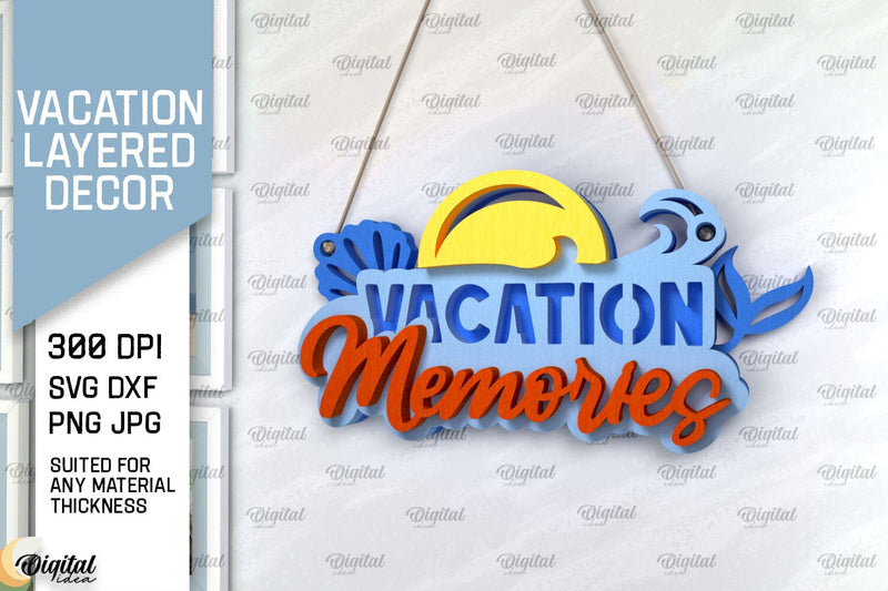 Vacation Layered Decor Laser Cut. Wall Decor SVG SVG Evgenyia Guschina 