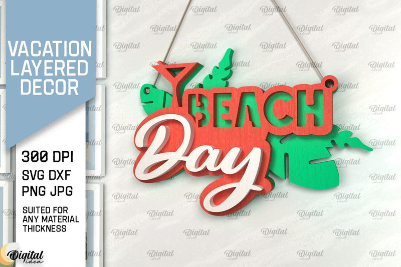 Vacation Layered Decor Laser Cut. Wall Decor SVG SVG Evgenyia Guschina 