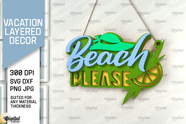 Vacation Layered Decor Laser Cut. Wall Decor SVG SVG Evgenyia Guschina 