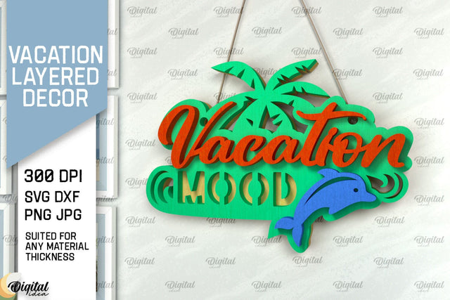 Vacation Layered Decor Laser Cut. Wall Decor SVG SVG Evgenyia Guschina 