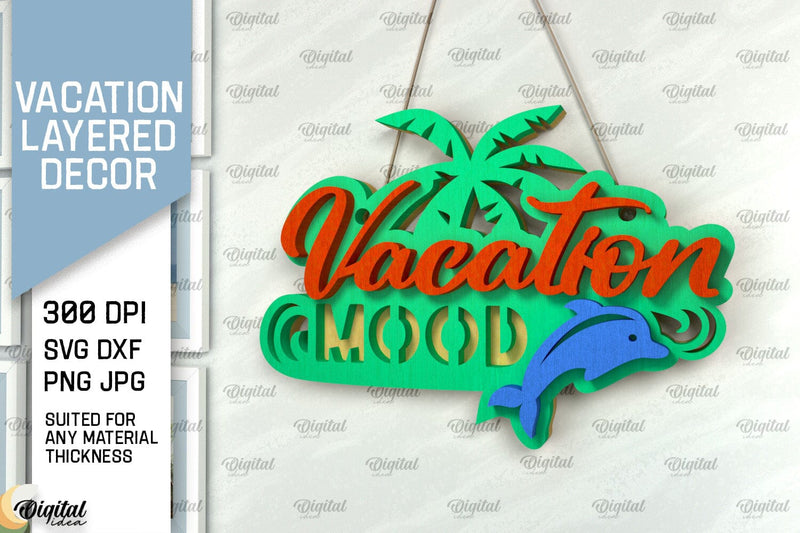 Vacation Layered Decor Laser Cut. Wall Decor SVG SVG Evgenyia Guschina 