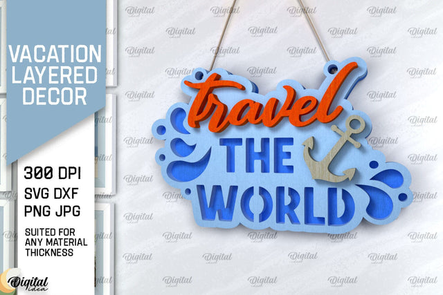 Vacation Layered Decor Laser Cut. Wall Decor SVG SVG Evgenyia Guschina 