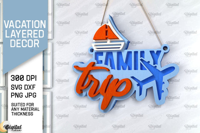 Vacation Layered Decor Laser Cut. Wall Decor SVG SVG Evgenyia Guschina 