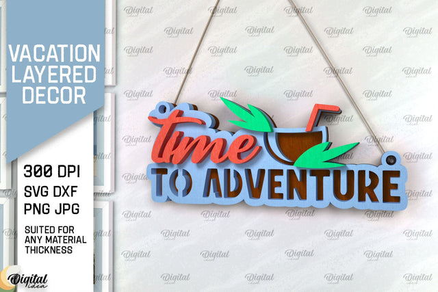 Vacation Layered Decor Laser Cut. Wall Decor SVG SVG Evgenyia Guschina 