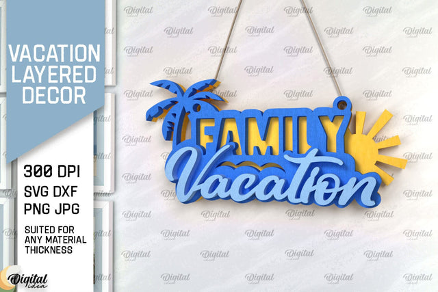 Vacation Layered Decor Laser Cut. Wall Decor SVG SVG Evgenyia Guschina 