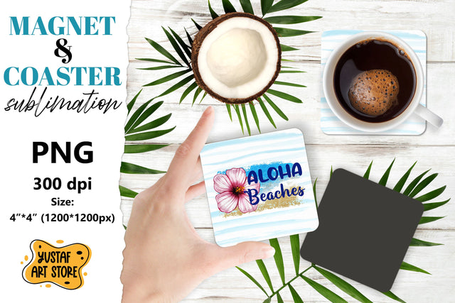 Vacation magnet design/Vacation coaster. Aloha beaches Sublimation Yustaf Art Store 