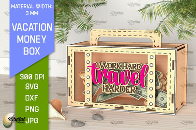 Vacation Money Box Laser Cut. Wooden Money Bank SVG SVG Evgenyia Guschina 