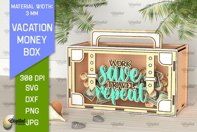 Vacation Money Box Laser Cut. Wooden Money Bank SVG SVG Evgenyia Guschina 