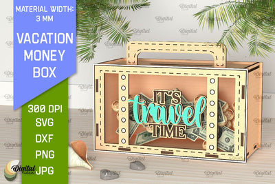 Vacation Money Box Laser Cut. Wooden Money Bank SVG SVG Evgenyia Guschina 
