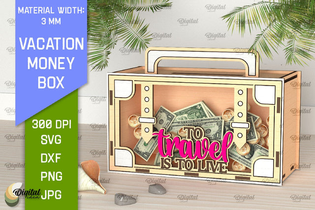Vacation Money Box Laser Cut. Wooden Money Bank SVG SVG Evgenyia Guschina 