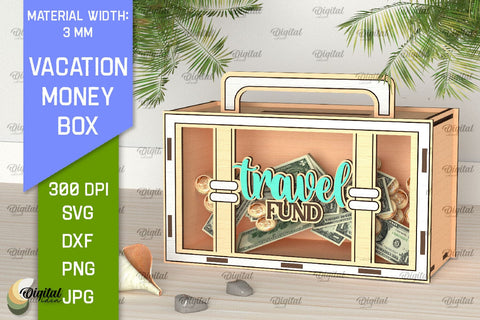 Vacation Money Box Laser Cut. Wooden Money Bank SVG SVG Evgenyia Guschina 