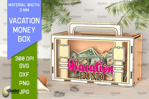 Vacation Money Boxes Laser Cut. Wooden Money Banks SVG SVG Evgenyia Guschina 