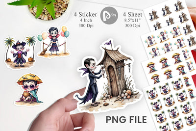 Vacation Vampire Vibes Sticker Sublimation artnoy 