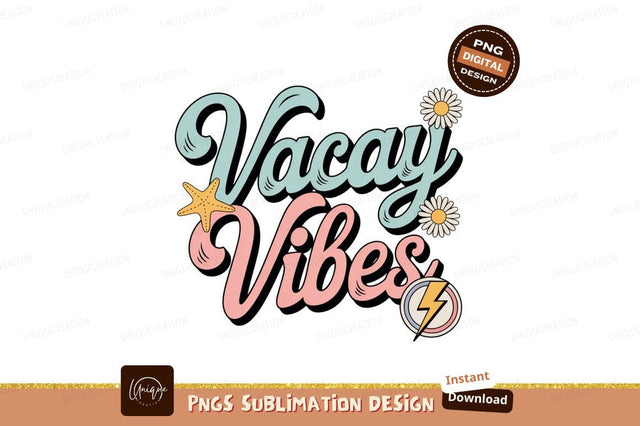 Vacation Vibes Retro Design summer beach Sublimation Designangry 