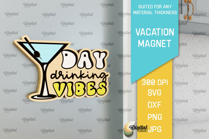 Vacation Wooden Magnet Laser Cut. Fridge Summer Magnet SVG SVG Evgenyia Guschina 