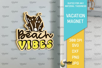 Vacation Wooden Magnet Laser Cut. Fridge Summer Magnet SVG SVG Evgenyia Guschina 