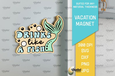Vacation Wooden Magnet Laser Cut. Fridge Summer Magnet SVG SVG Evgenyia Guschina 