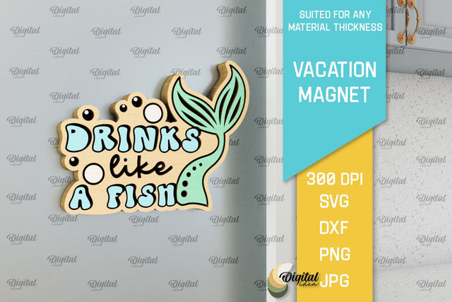 Vacation Wooden Magnet Laser Cut. Fridge Summer Magnet SVG SVG Evgenyia Guschina 