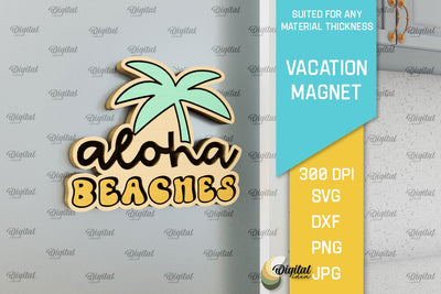Vacation Wooden Magnet Laser Cut. Fridge Summer Magnet SVG SVG Evgenyia Guschina 